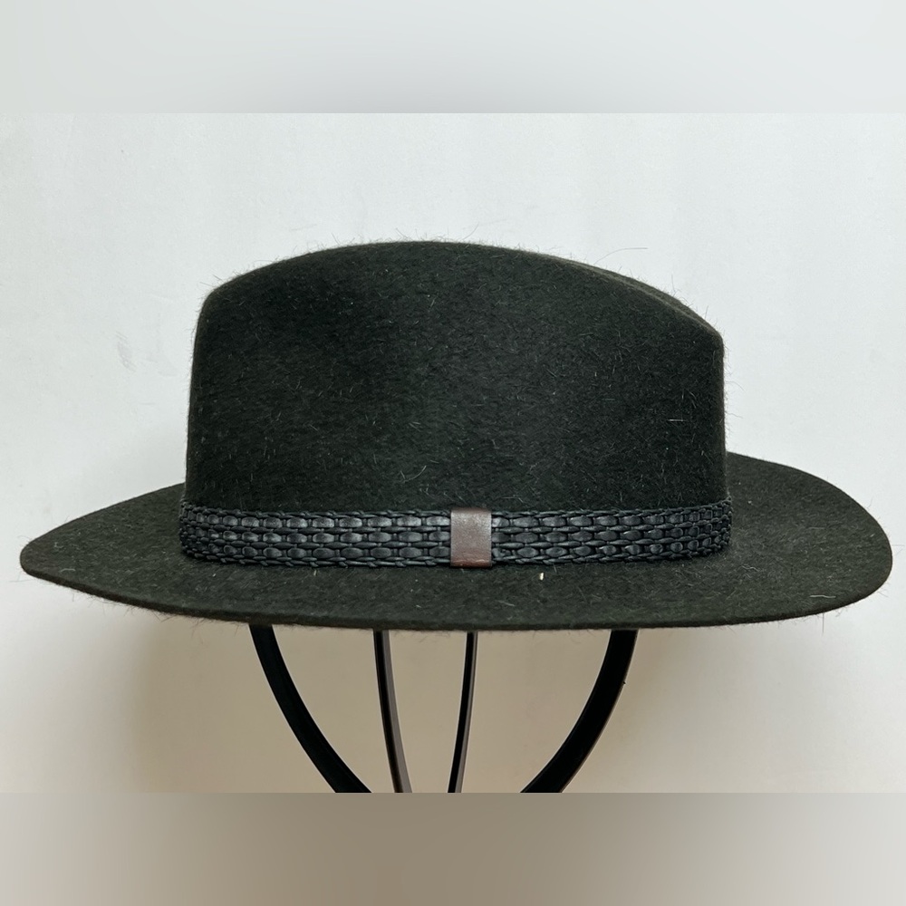 Guerra 1855 Black Fedora Hat Water Repellent Handmade in Italy Size XL /60